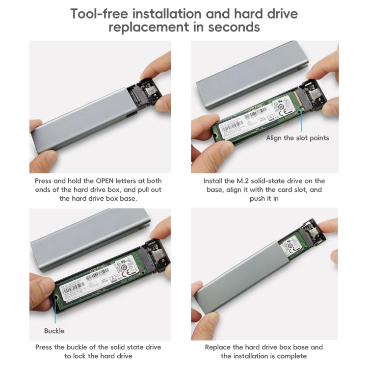 Aluminium Alloy M.2 NDFF&NVMe 2-in-1 External Hard Drive Enclosure