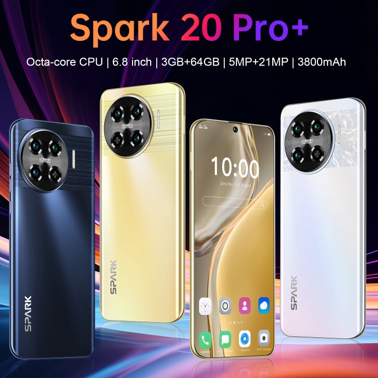 VB16 / Spark 20 Pro+, 6.8 inch Screen, Face Identification, Android 10.0 MTK6737 Quad Core, Network: 4G, Dual SIM