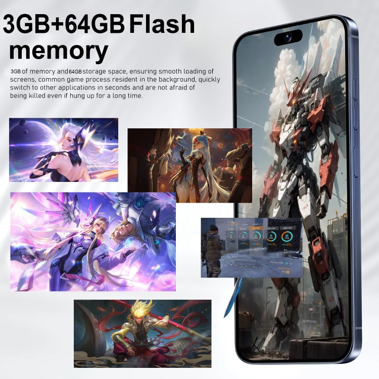 VD1 / i15 Pro Max, 6.8 inch Screen, Face Identification, Android 10.0 MTK6753 Octa Core, Network: 4G, Dual SIM