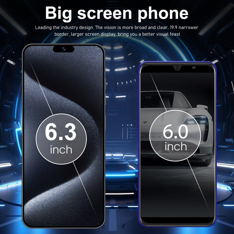 ZPT95 / i15 Pro Max, 6.3 inch Screen, Face Identification, Android 8.1 SC7731 Quad Core, Network: 3G, Dual SIM