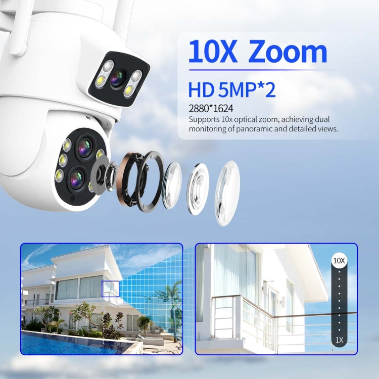 ESCAM QF500 5+5MP Motion Detection WiFi Intelligent 10X Optical Zoom Camera