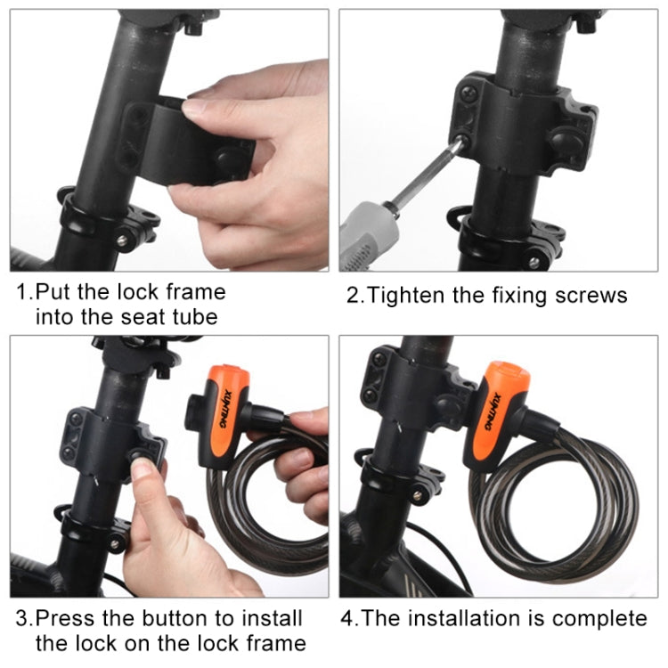 Bicycle Portable Anti-theft Lock Steel Cable Lock with Lock Frame