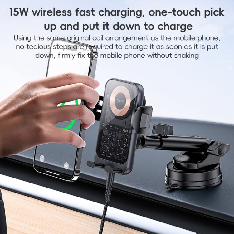 Yesido C307 15W Suction Cup Car Wireless Charging Holder