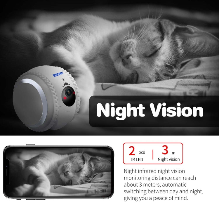 ESCAM QF011 2MP Smart Pet Robot Camera with Night Vision & APP Remote Control