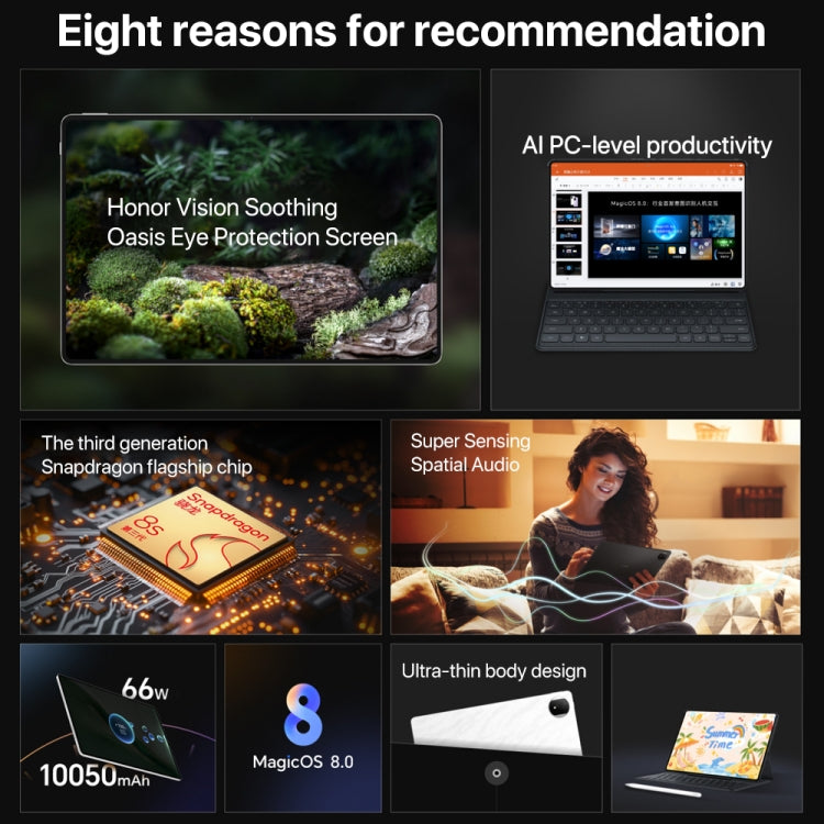 Honor MagicPad2 WiFi Tablet PC, 12.3 inch MagicOS 8.0.1 Qualcomm Snapdragon 8s Gen 3 Octa Core