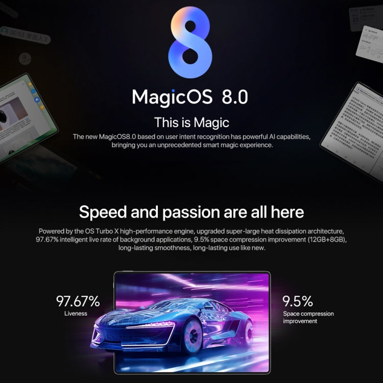 Honor MagicPad2 WiFi Tablet PC, 12.3 inch MagicOS 8.0.1 Qualcomm Snapdragon 8s Gen 3 Octa Core