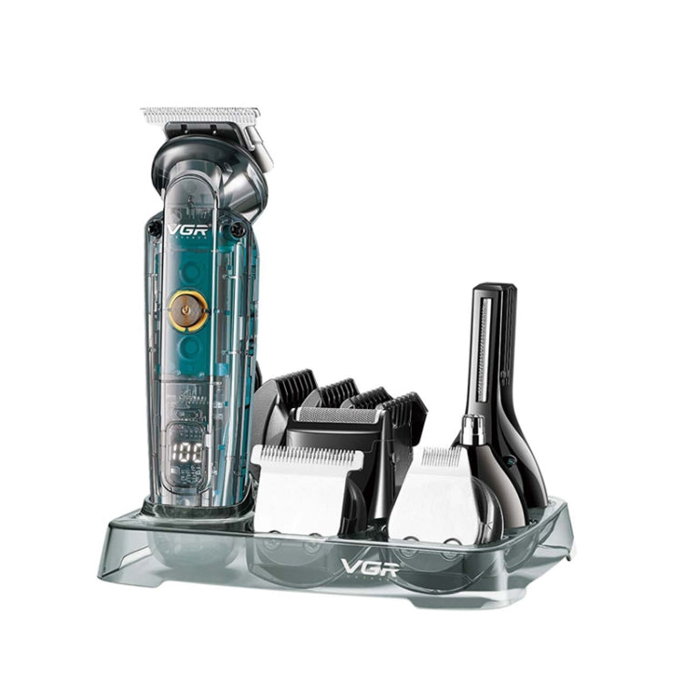 VGR V-102 6 in 1 USB Transparent Digital Display Professional Hair Clipper Set