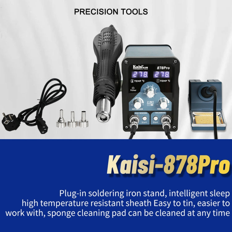 Kaisi 878Pro 2 in 1 Smart Sleep Lead-free Digital Display Hot Air Gun Soldering Iron Station