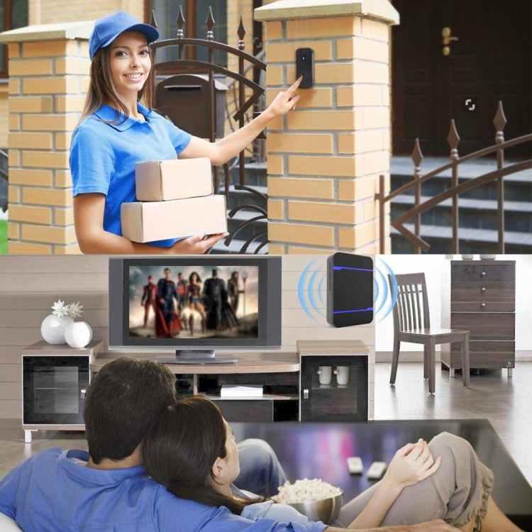 N15K-2T2-B 110dB IP55 Waterproof Wireless Doorbell, Receiver x 2 and Transmitter x 2, US Plug