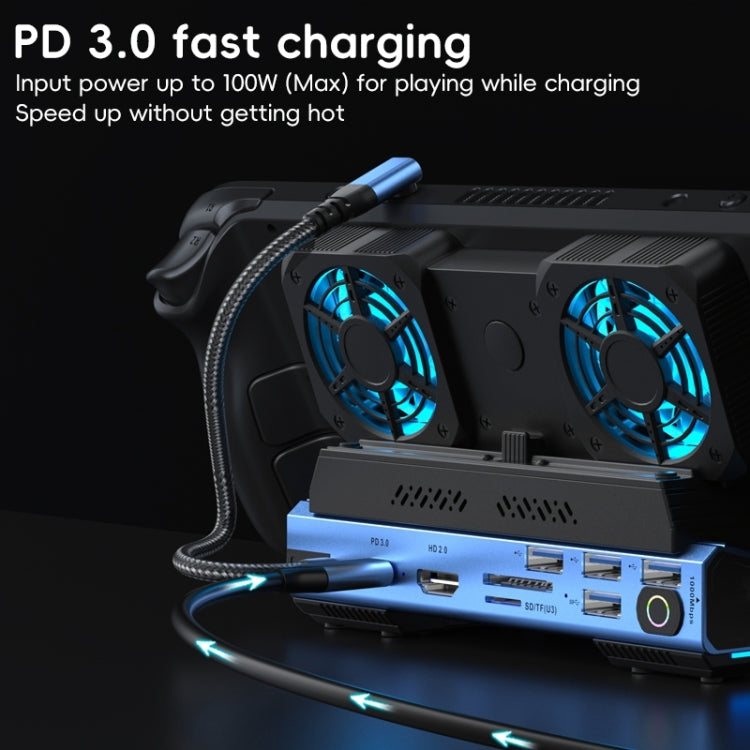 YCE-V279 10 in 1 USB-C Gaming Dock Station Hard Disk Enclosure with Detachable Fan