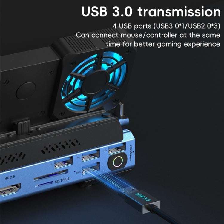 YCE-V279 10 in 1 USB-C Gaming Dock Station Hard Disk Enclosure with Detachable Fan