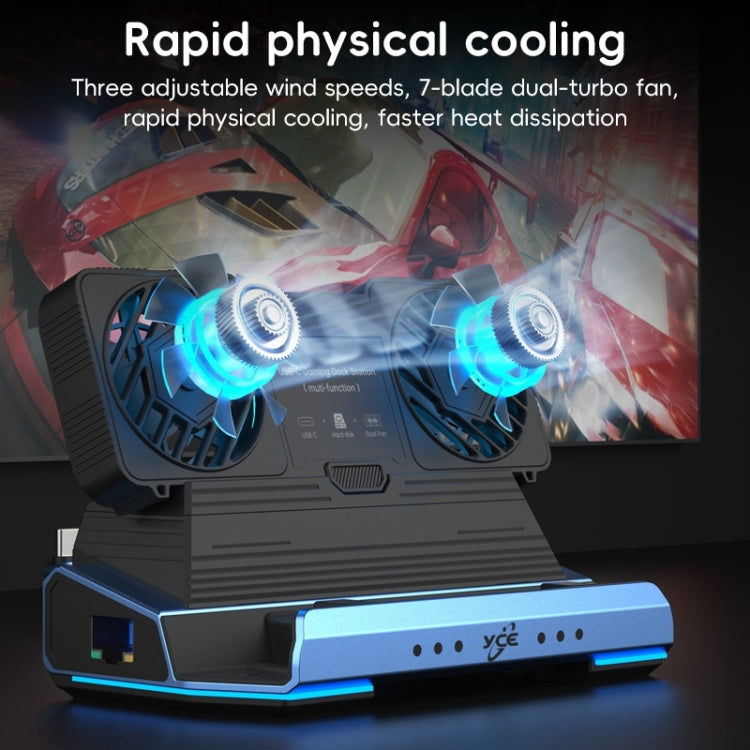 YCE-V279 10 in 1 USB-C Gaming Dock Station Hard Disk Enclosure with Detachable Fan