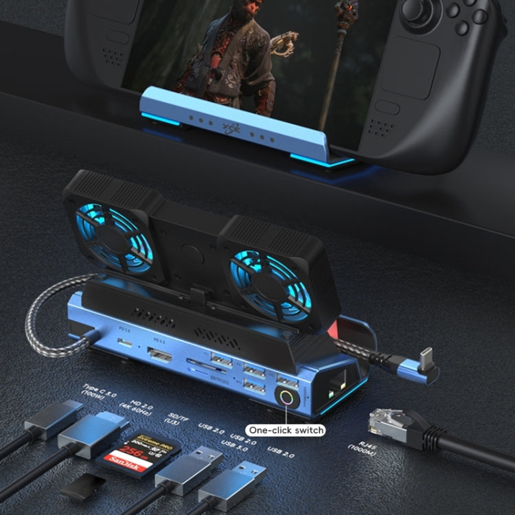 YCE-V279A 9 in 1 USB-C Gaming Dock Station with Detachable Fan