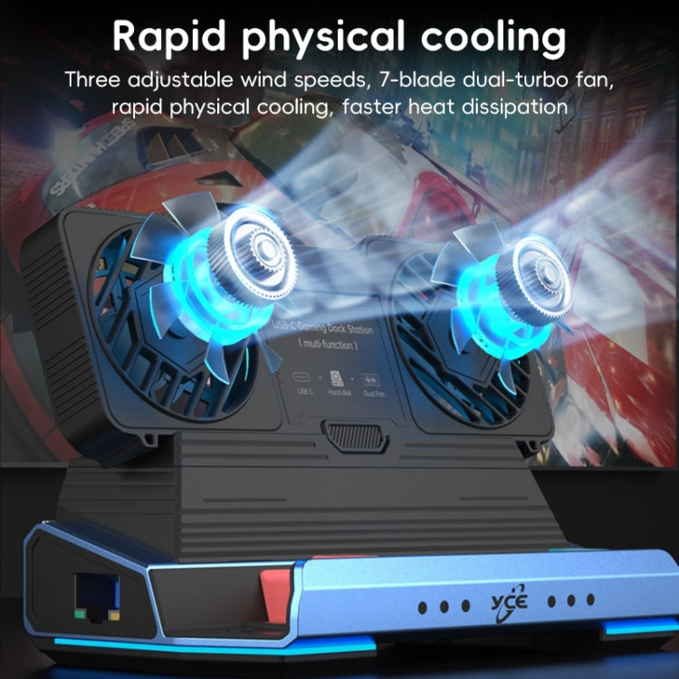 YCE-V279A 9 in 1 USB-C Gaming Dock Station with Detachable Fan
