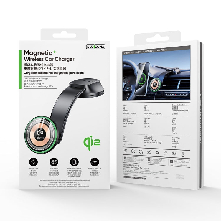 DUZZONA V5 Pro 15W Qi2 Car Magnetic Wireless Charger Phone Holder