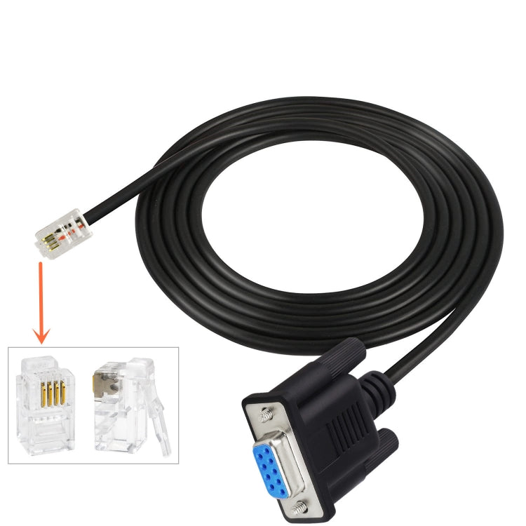 DB9 to RJ9 Adapter Cable 4P4C Telephone Crystal Head RS232 Connection Cable, Length: 1.8m
