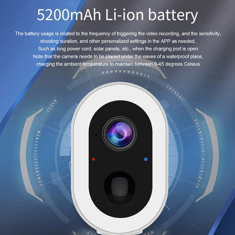WiFi Tuya Smart Version HD Low Power Consumption Battery Camera, EU Plug
