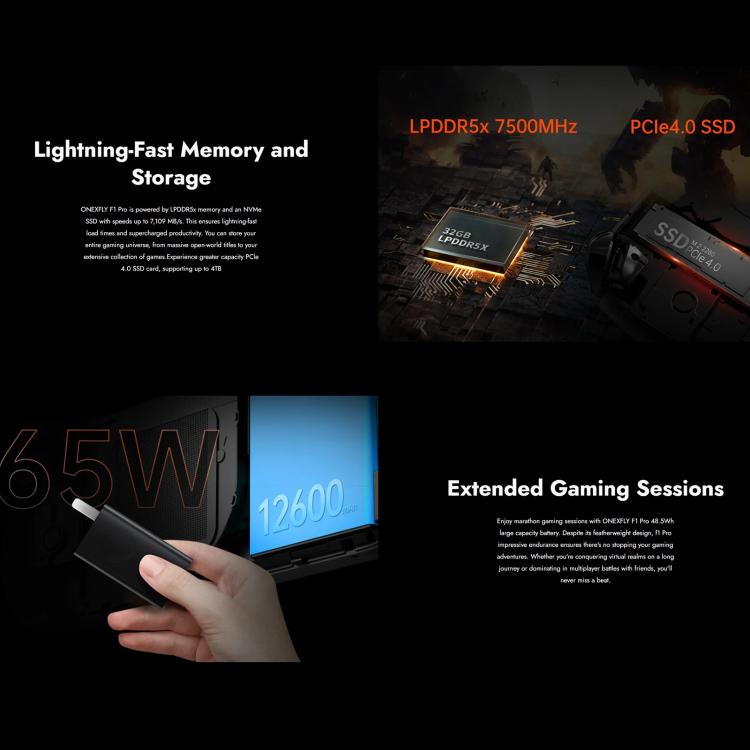 ONE-NETBOOK OneXPlayer F1 Pro 7 inch Handheld Game Console, Windows 11 AMD Ryzen AI 9 HX 370 CPU