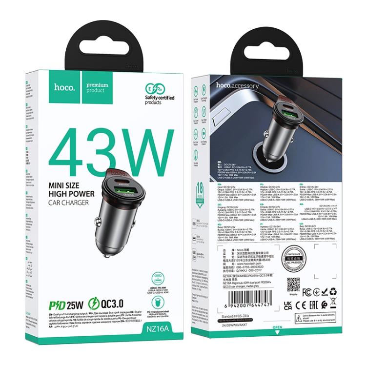 hoco NZ16A Rigorous PD25W and QC3.0 Dual Port Car Charger