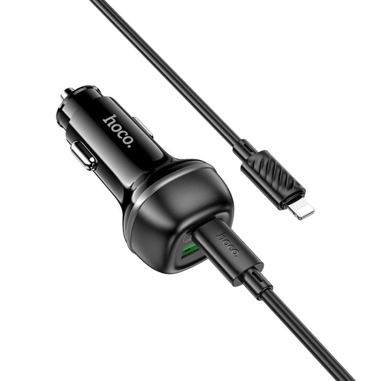 hoco Z58A Rank Dual Port PD30W and QC3.0 Car Charger Set with Type-C to 8 Pin Cable