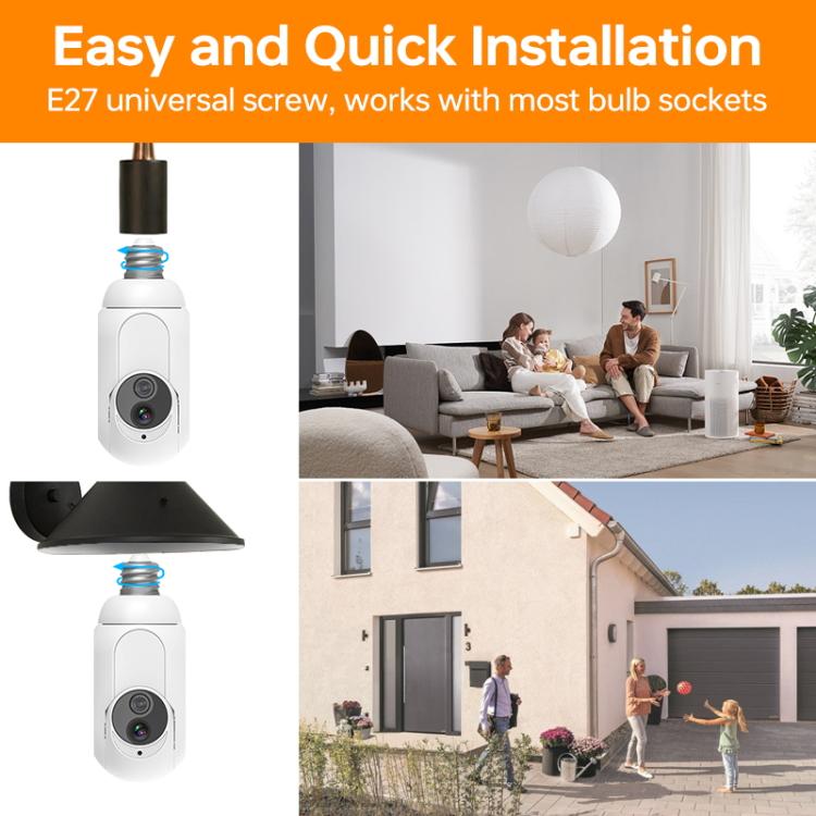1080P Bulb Type WiFi Surveillance Camera Support Night Vision & Two-way Intercom & Motion Detection