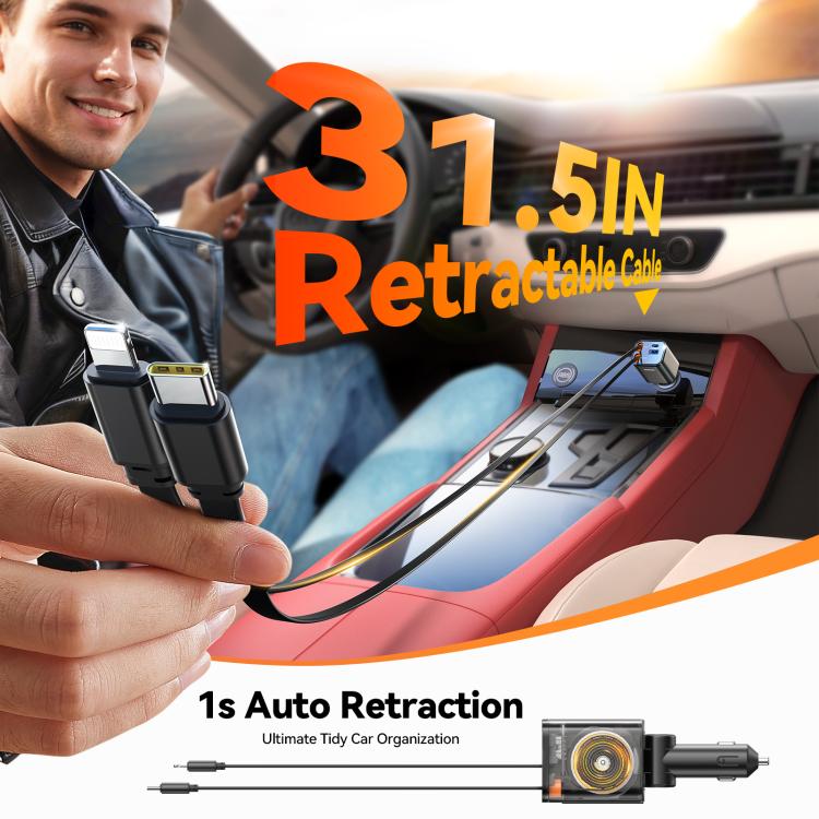 JOYROOM CCL05 4 in 1 Retractable Cable Car Charger