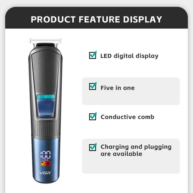 VGR V-108 10-in-1 Digital Display Electric Hair Clipper Men Care Kit