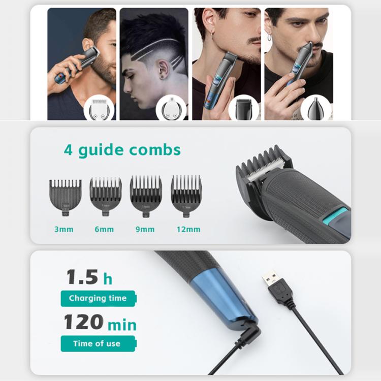 VGR V-108 10-in-1 Digital Display Electric Hair Clipper Men Care Kit
