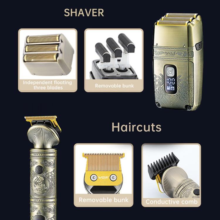 VGR V-649 USB Digital Display Electric Hair Clipper & Shaver Set