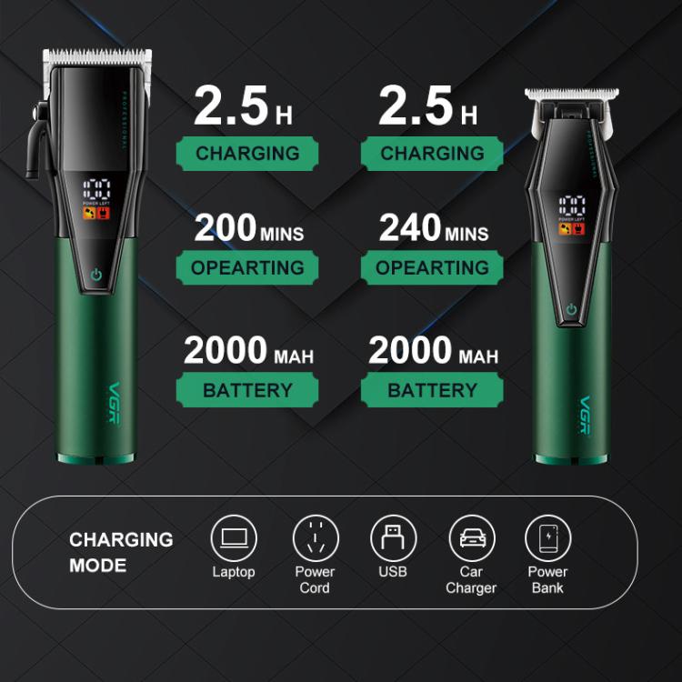 VGR V-677 LED Digital Display Electric Hair Clipper & Trimmer Set