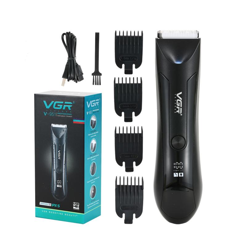 VGR V-951 IPX5 LED Digital Display Portable Light USB Hair Clipper