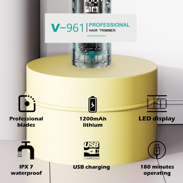 VGR V-961 IPX7 LED Digital Display USB Electric Hair Clipper