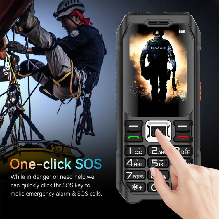 UNIWA M6000 Big Speaker Keypad Phone, 2.4 inch, Dual Flashlights, 21 Keys, SOS, FM, 4 SIM, GSM