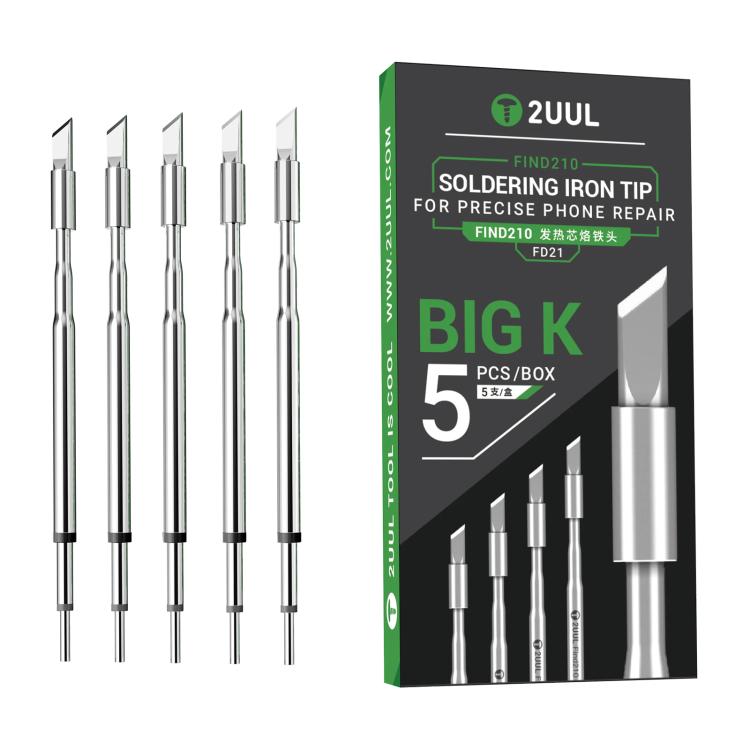 2uul 5 in 1 FD21 Big-K Soldering Iron Tips for Most C210 Soldering Station