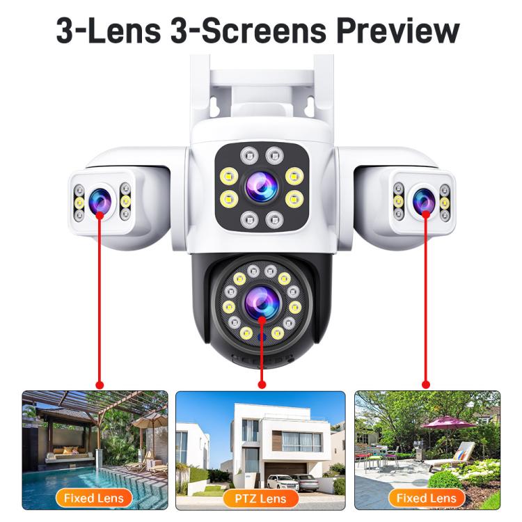 2MP HD 360 Degree Panorama 3 Lens IP66 Waterproof Wireless WiFi Camera