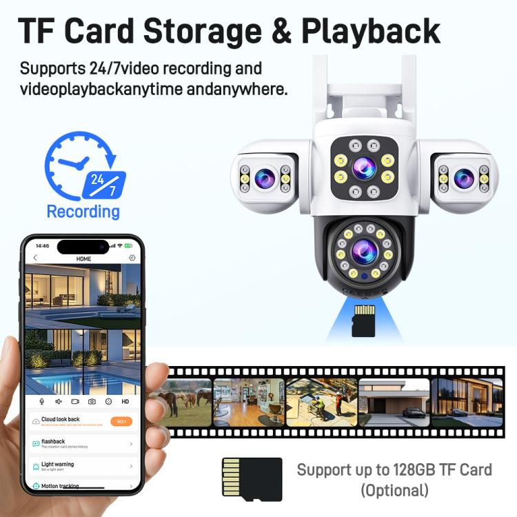 2MP HD 360 Degree Panorama 3 Lens IP66 Waterproof Wireless WiFi Camera