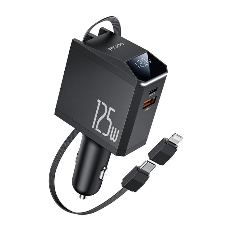 Yesido Y71 125W Type-C + 8 Pin Retractable Cable 3 in 1 Car Charger
