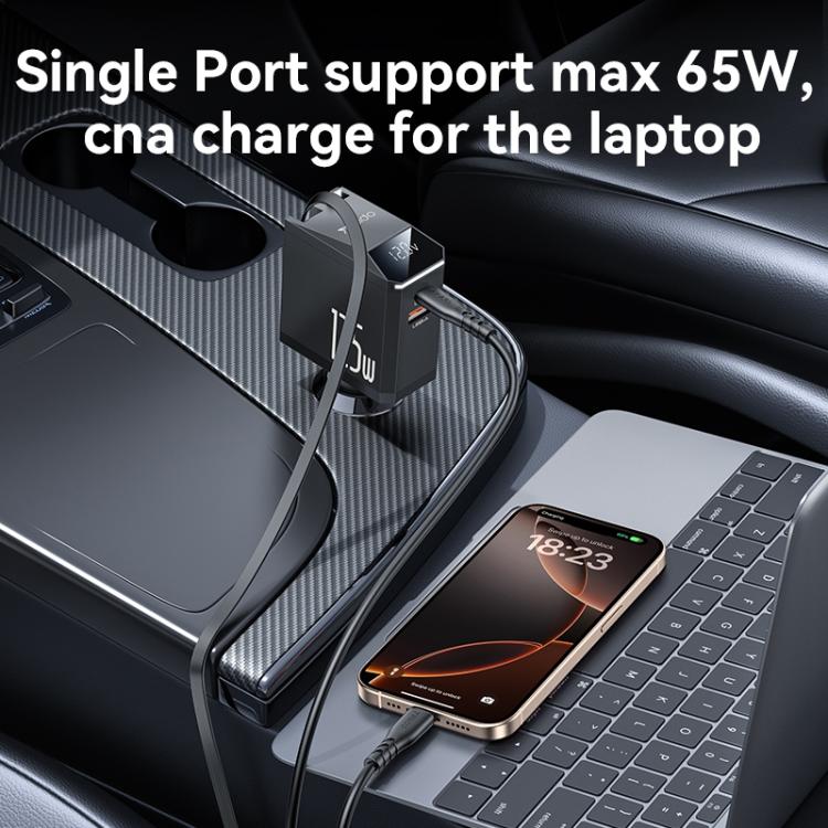 Yesido Y71 125W Type-C + 8 Pin Retractable Cable 3 in 1 Car Charger