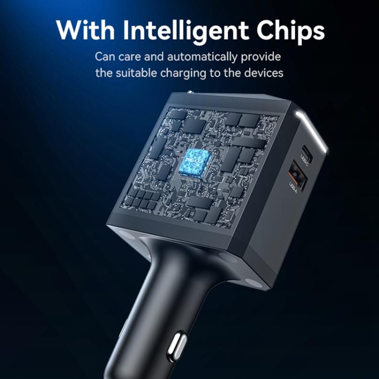 Yesido Y71 125W Type-C + 8 Pin Retractable Cable 3 in 1 Car Charger