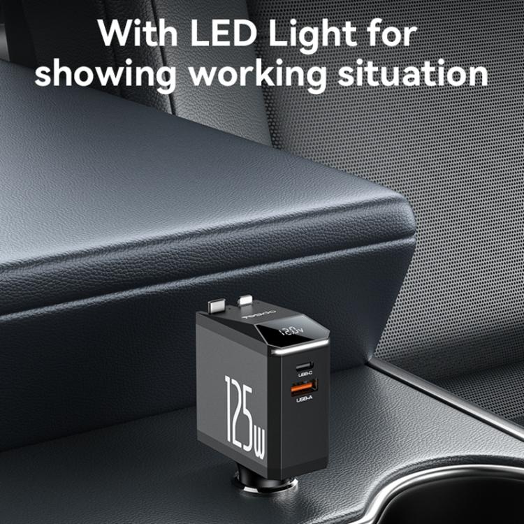 Yesido Y71 125W Type-C + 8 Pin Retractable Cable 3 in 1 Car Charger