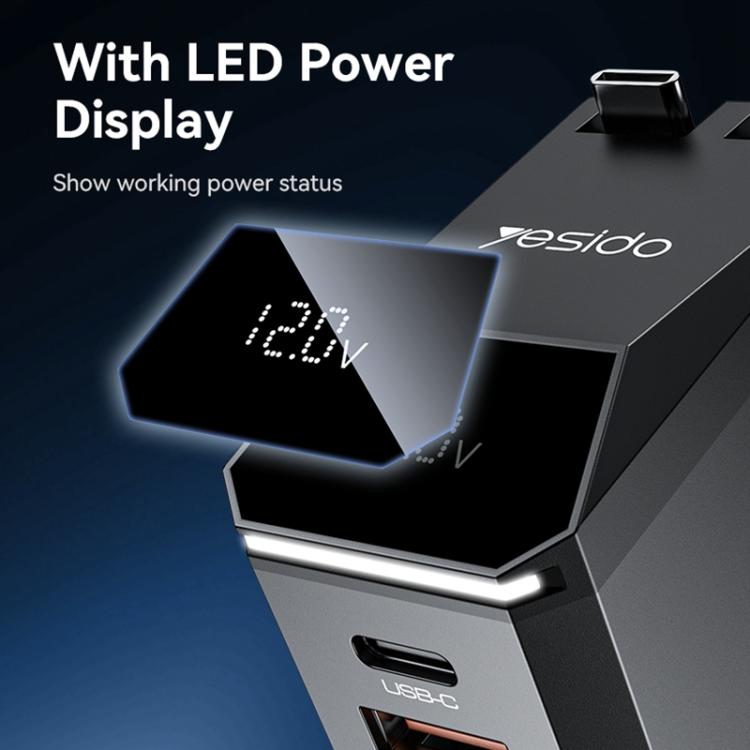 Yesido Y71 125W Type-C + 8 Pin Retractable Cable 3 in 1 Car Charger