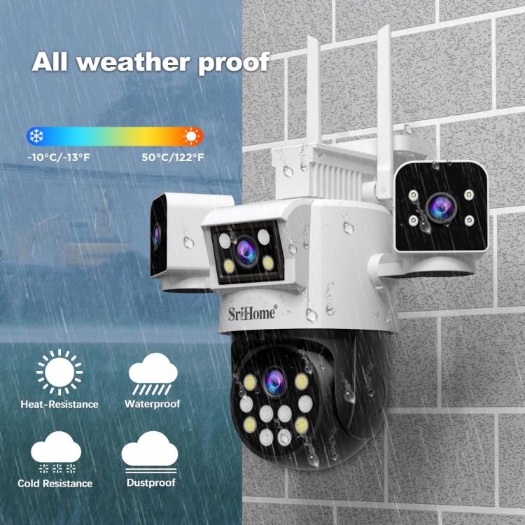 SriHome SH066 8MP HD Quad Lens Security Camera, Support Full Color Night Vision / Two-way Audio