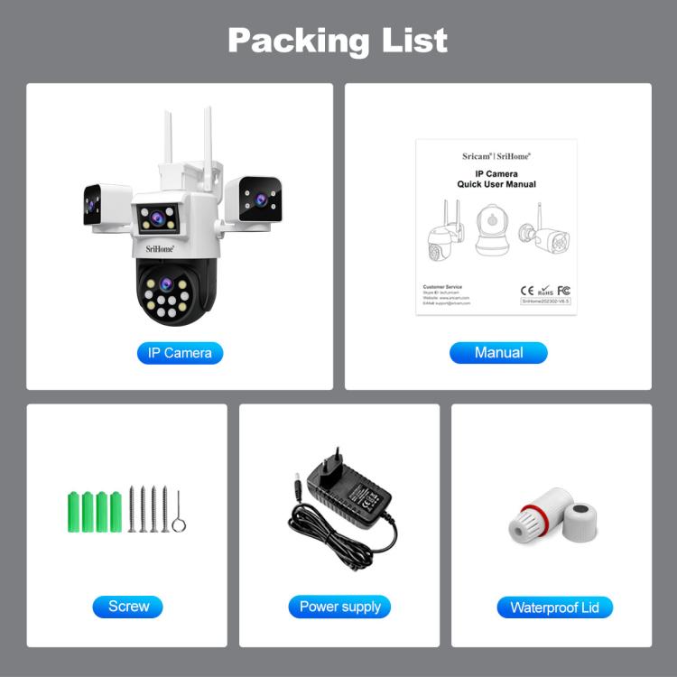 SriHome SH066 8MP HD Quad Lens Security Camera, Support Full Color Night Vision / Two-way Audio