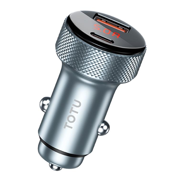 TOTU CC-4 48W USB-A and USB-C / Type-C Digital Display Dual Ports Fast Charging Car Charger