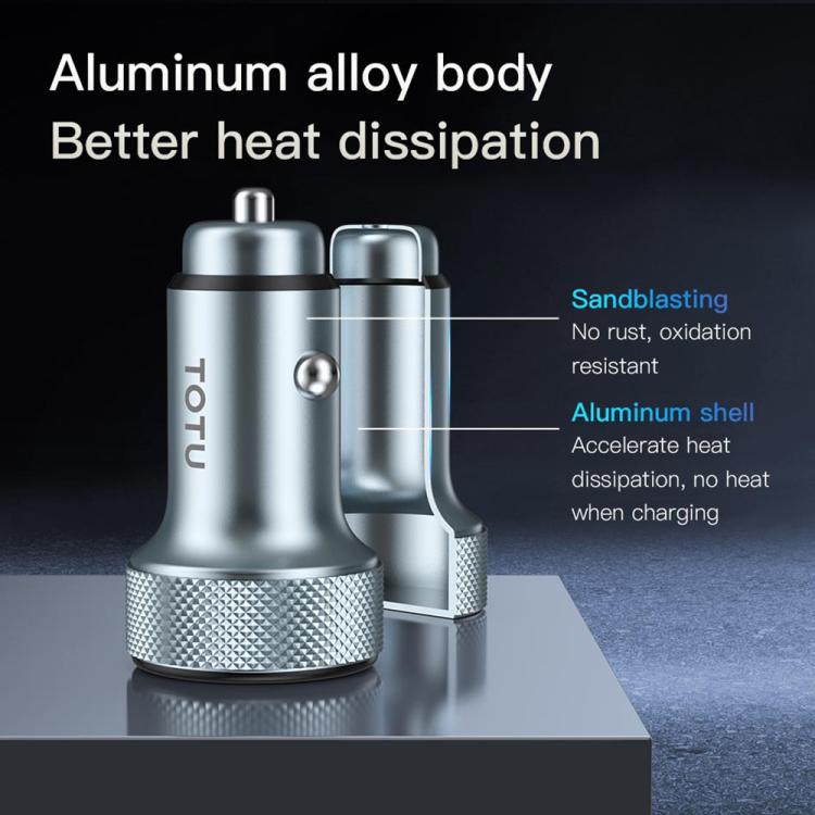 TOTU CC-4 48W USB-A and USB-C / Type-C Digital Display Dual Ports Fast Charging Car Charger