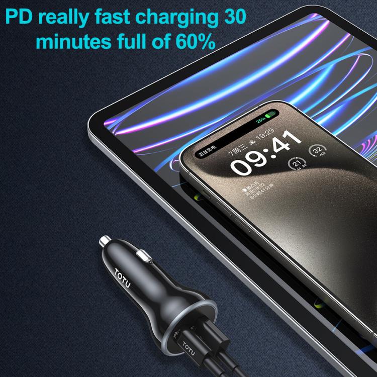 TOTU CC-5 65W USB-A and USB-C / Type-C Dual Ports Fast Charging Car Charger