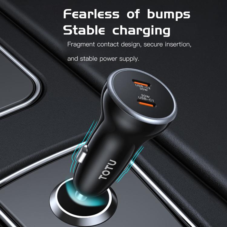 TOTU CC-6 60W USB-C / Type-C Dual Ports Fast Charging Car Charger