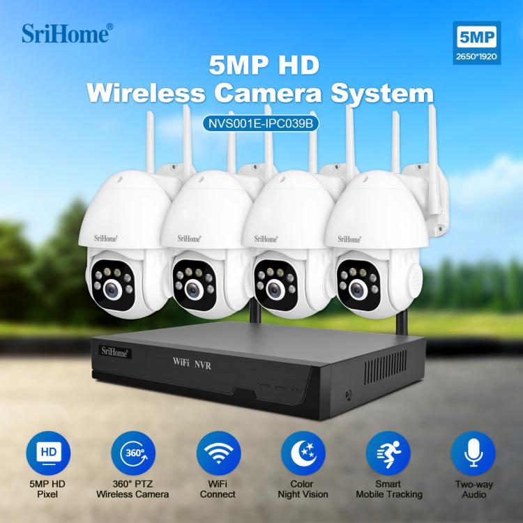 SriHome NVS001E-IPC039B 5MP 8CH HD NVR Wireless Cameras Set