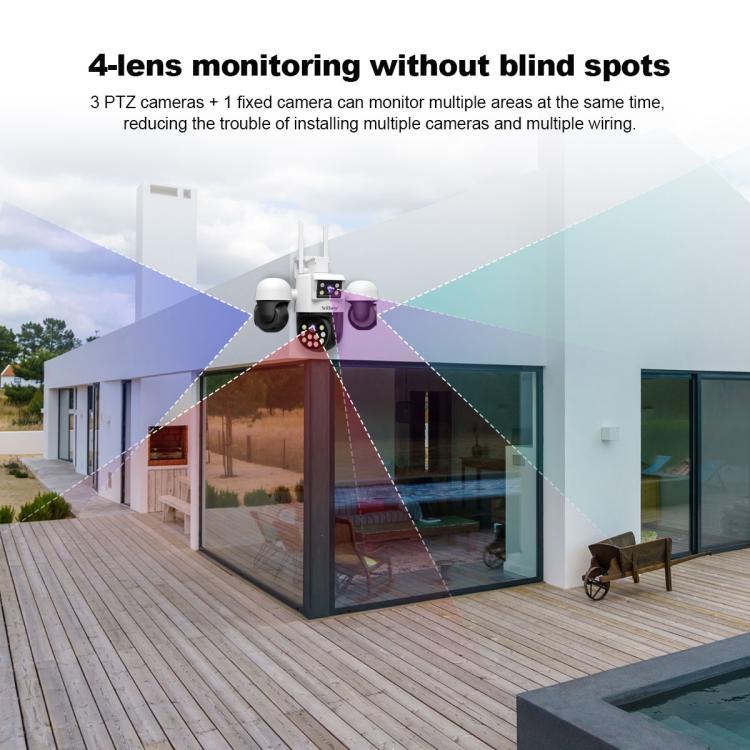 SriHome SH069 8MP 3X Digital Zoom HD Quad-lens Security Camera