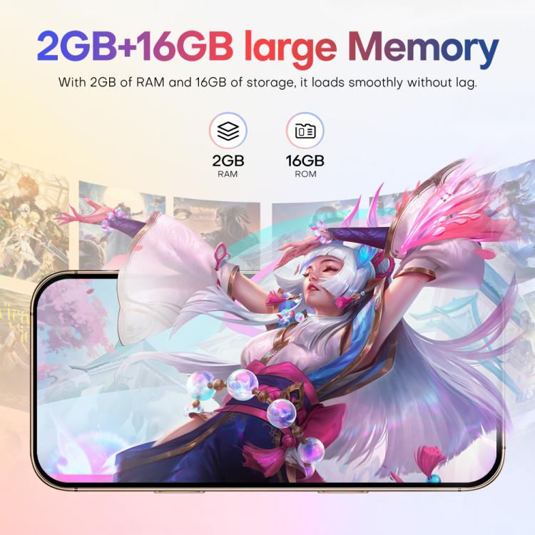 A88 / i16 Pro Max, 2GB+16GB, 6.6 inch Android 8.1 MTK6580A Quad Core, OTG, Network: 3G, Dual SIM